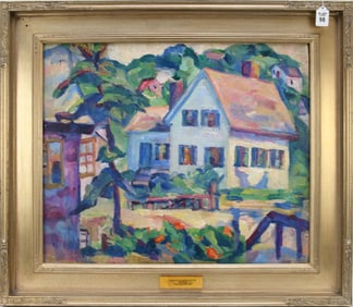 Dorcas Cooke Doolittle (American 1901 - 1993) oil on board, Artists summer studio in Rockport mass,