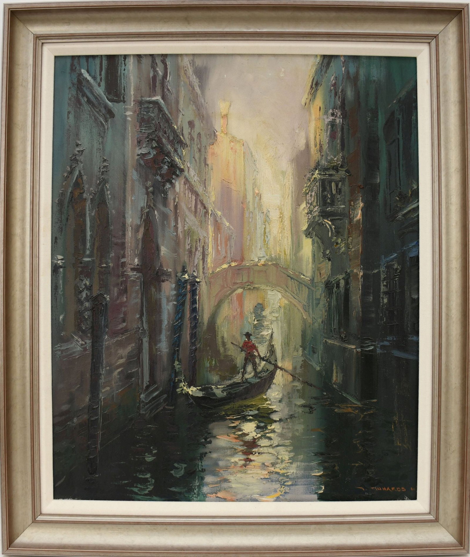 Stephen Juharos (Hungarian/American, 1913-2010) Venice Canal Scene, 24 x 20 inches Frame size 29" x: Stephen Juharos (Hungarian/American, 1913-2010) Venice Canal Scene, 24 x 20 inches Frame size 29" x 25"