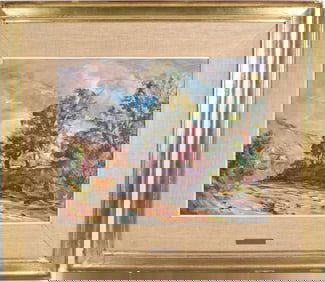 Luis Lazzaro (Chile 1910 - c. 1978) oil on canvas. Arboleda y Riachuelo. canvas 40 x 50 cm. 15-3/4