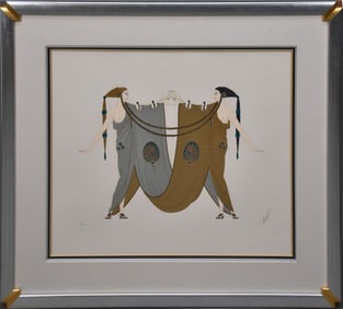 Erté (FRENCH, 1892–1990) serigraph, "Sisters", pencil signed lower right, AP 6/60, 23" x 28"