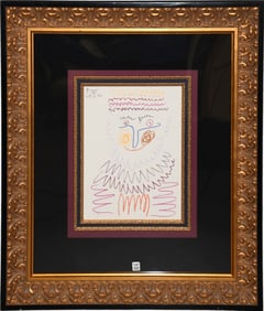 Pablo Picasso colored lithograph, "The Joyous King", 222/500, 17 1/2" x 13 1/2" sight, 40 1/2" x 36