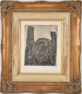 ANTONIA EIRIZ (1929-1995) Cuban, 20th Century, Untitled, 1967, Print aquatint H. 7.5?? x W. 6: ANTONIA EIRIZ (1929-1995) Cuban, 20th Century, Untitled, 1967, Print aquatint H. 7.5” x W. 6” Frame Size 17" x 15"