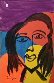 Peter Robert Keil (German / American, Born 1942) Expressionist, Large Original portrait painting on