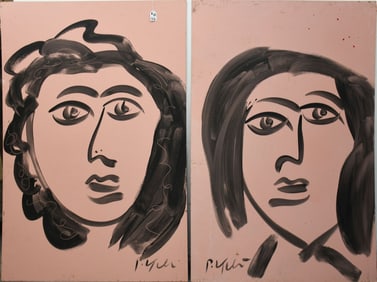 Two Paintings, 2 Peter Robert Keil (German / American, Born 1942) Expressionist, 2 Original portrait