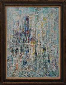Charles Melohs (AMERICAN, 1908-1982) oil on canvas, Signed, dated 1962 and Titled on Verso: