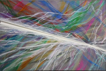 James Martindale Large 3 dimensional contemporary abstract oil on canvas 48 x 74 inches. Signed and