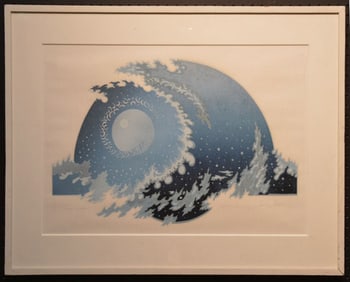 Gerardas Slektavicius (Lithuanian, b. 1952), "Tansi Bauga" - 1992. LINOCUT, 59 x 89 cm. or 18 1/2"