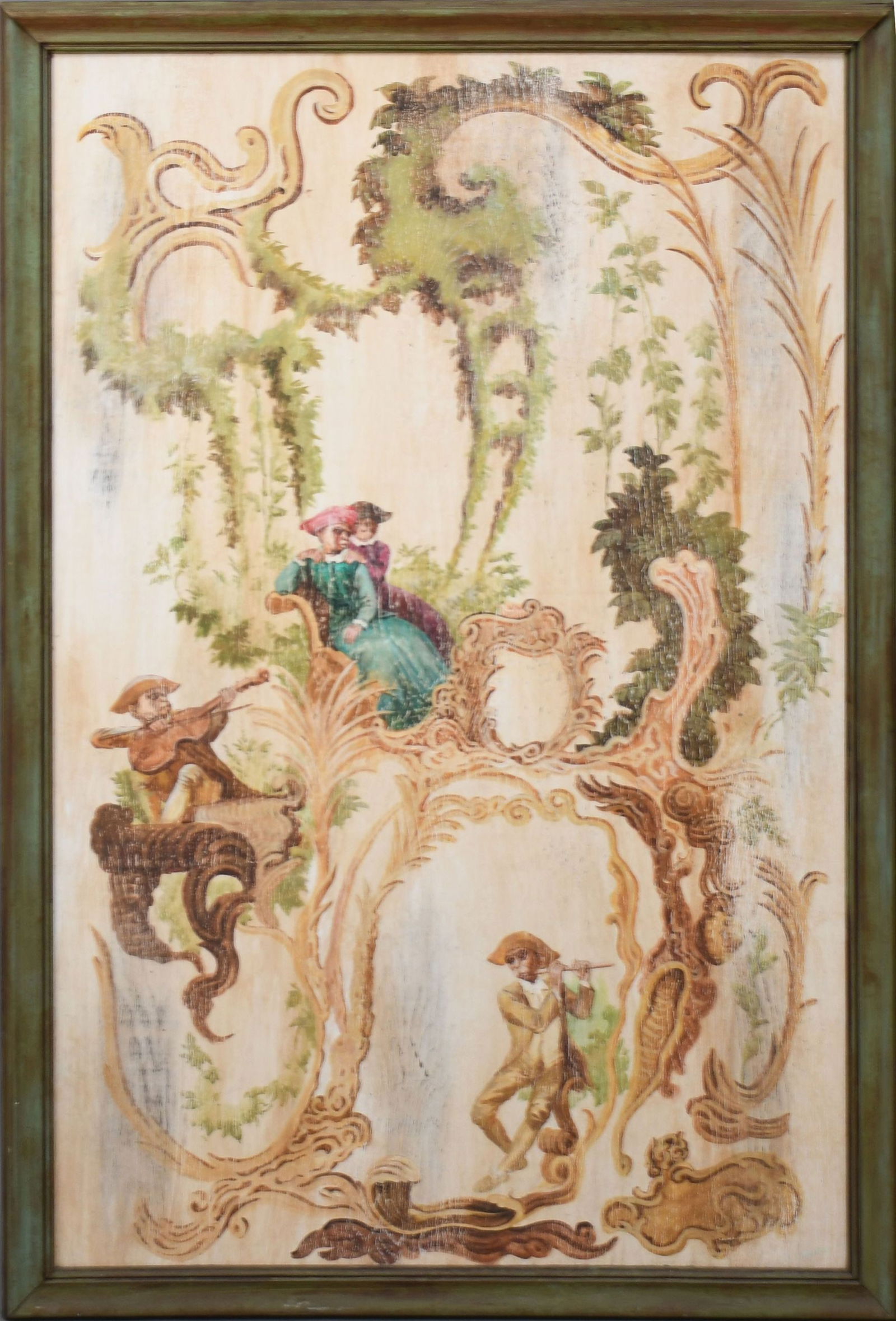 Large wood wall panel with monkey design.  Painting on plywood.  Overall size 66 x 44 inches (1 of 7)