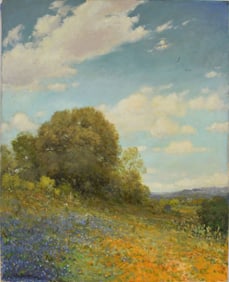 JOHN BARGER (American/Texas b. 1953) oil on canvas, "Texas Hillside in Spring" signed lower left.