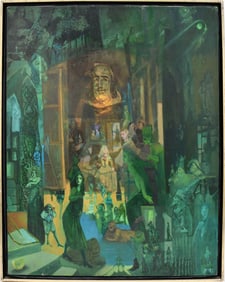 HARVEY PARKS (American 1948 - 2017) Original Oil Painting on Canvas, Abstract Thespian Shakespear