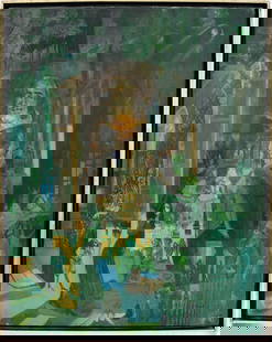 HARVEY PARKS (American 1948 - 2017) Original Oil Painting on Canvas, Abstract Thespian Shakespear: HARVEY PARKS (American 1948 - 2017) Original Oil Painting on Canvas, Abstract Thespian Shakespear Scene, signed left side Parks '78. overall framed size 25 x 21 inches. Provenance: Directly from Artis