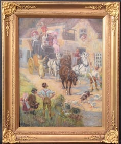 William C Irving (United Kingdom 1866 - 1943) Arriving at the Mason's Arms, Signed Lower Left, Panel