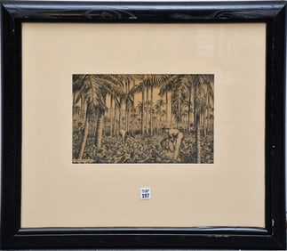 A. Kail (19th century Britian), Antique Print- "Cuba Tobacco Harvest", sight size 9 x 14 inches