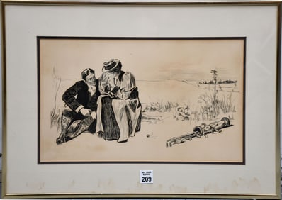 Charles Dana Gibson (American 1877-1944) Pen & Ink, no apparent Signature, Good Game For Two. Sight
