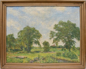 Continental School oil on canvas, Landscape signed C. Hanson. Ptng. 22-1/2 x 29 inches. Overall w/