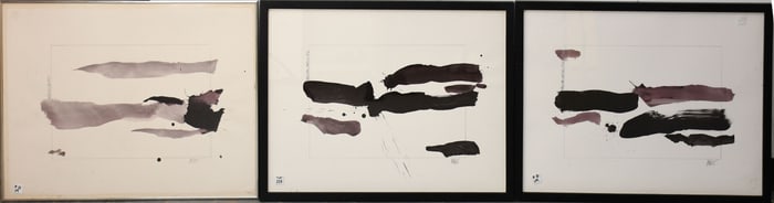 3 Pieces sold together: Robert Kiley (1925-1996) abstract expressionist paintings, acrylic on
