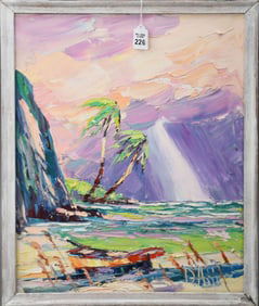 Peter D'Amico (American 20th Century) Colorful Seascape, Thick oil Impasto Signed lower right,