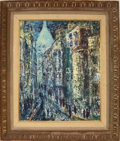 European School , Street Scene, 22 x 18 inches, oil on canvas, in custom frame 29 x 26 inches