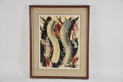 Attributed to: Toti Scialoja (Italian, 1914-1998) Untitled, Acrylic on Card, Signed Front and Back,
