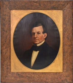 19th century Large oval oil on canvas, portrait of a gentleman, 27 x 22 inches, 37 x 32 inches