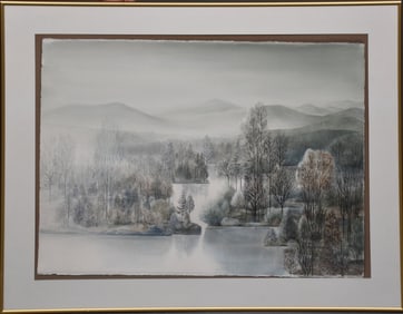 Corinne Trippetti (20th Century) original watercolor painting. MIST COMING IN - 1976. 22 x 30