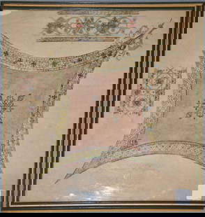 Venetian School 18th/19th Century, Preparatory Sketch for a Ceiling in a Venetian Palazzo, Ink,: Venetian School 18th/19th Century, Preparatory Sketch for a Ceiling in a Venetian Palazzo, Ink, Watercolor and Pencil on Paper, Unsigned, Image Size 12.75 Square, Framed 13.75 Inches Square.