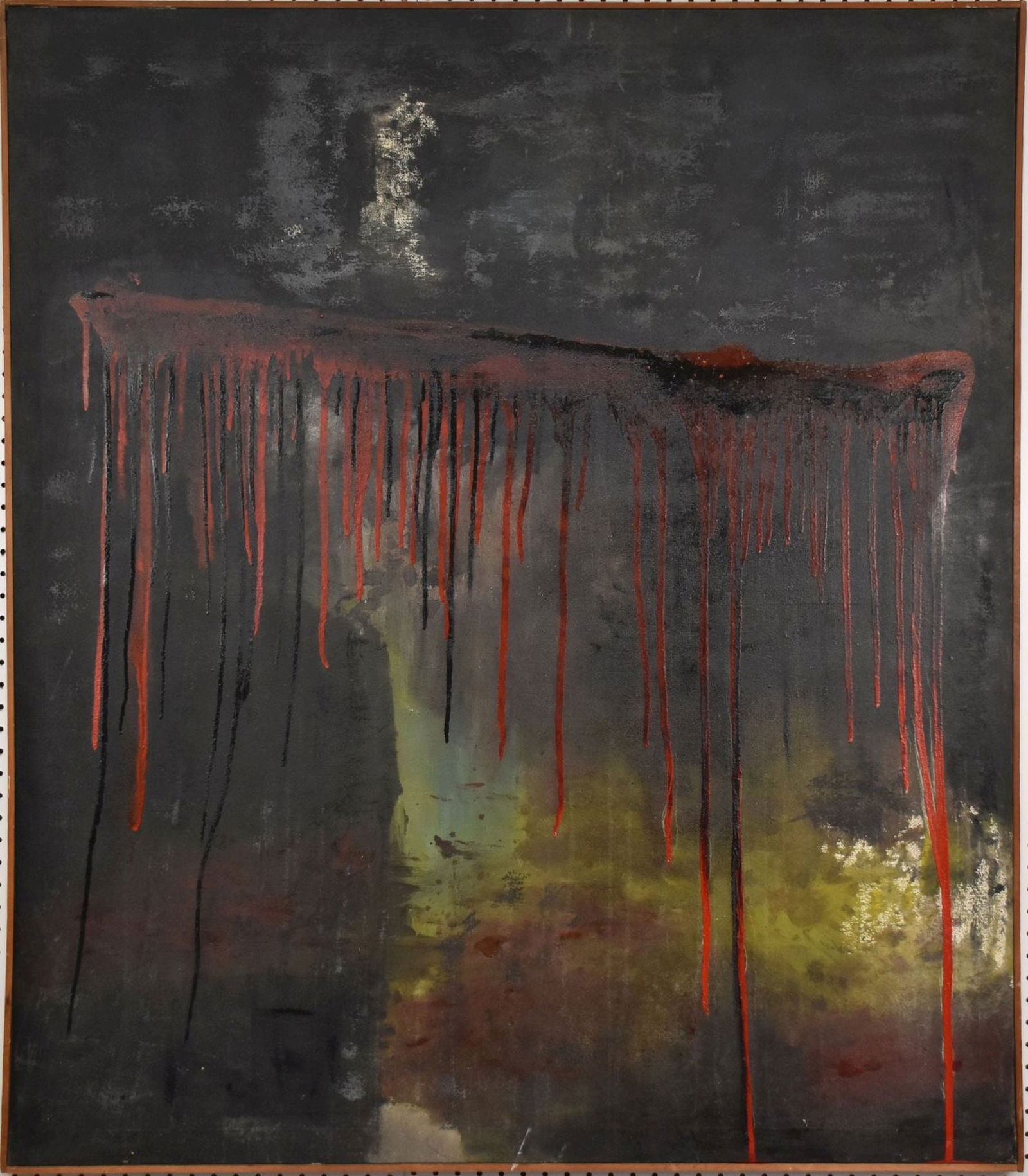 Mid century abstract by Woolverton, oil on canvas, signed and inscribed on reverse "Woolverton". (1 of 7)