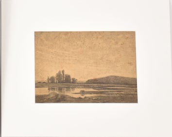 Attributed to: Jean-Baptiste Camille Corot (French 1796-1875) Landscape, Pencil on Paper, Image Size