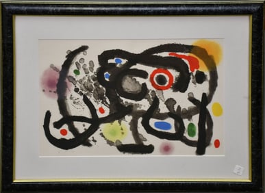 Joan Miró (Spanish, 1893–1983) lithograph out of book or portfolio fold mark down the center,