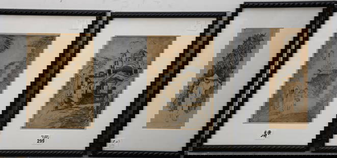 3 Antique Etchings. Old Spanish Villages & Field Worker. Sight size is 10 x 6-3/4 x 15 x 11-1/2: 3 Antique Etchings. Old Spanish Villages & Field Worker. Sight size is 10 x 6-3/4 x 15 x 11-1/2 framed.