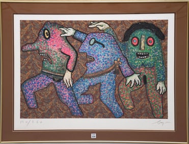 Enrico Baj (Italian, 1924-2003) Parade screenprint with felt powder and