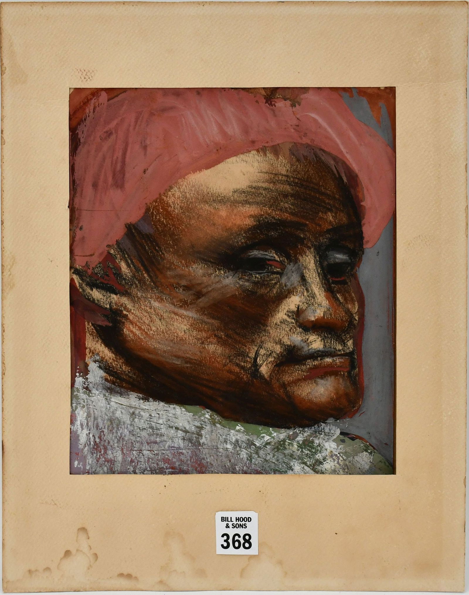 Mixed Media on paper, no visible signatures. Portrait. Possibly by Josef Presser: Mixed Media on paper, no visible signatures. Portrait. Sheet size 10 x 8 inches. Possibly by Josef Presser