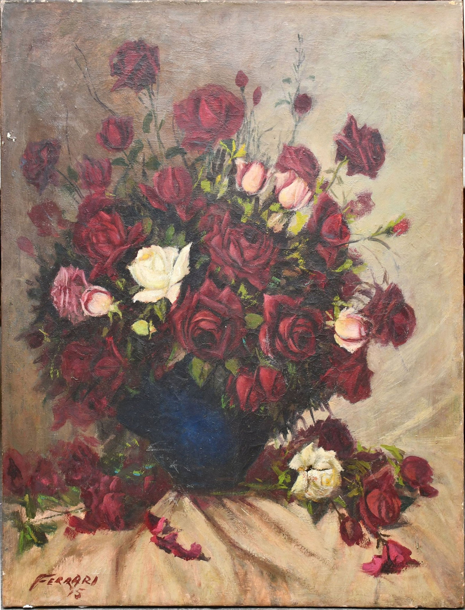 oil on canvas, Still life Roses, Ferrari '75. 39-1/2 x 32 inches (1 of 8)