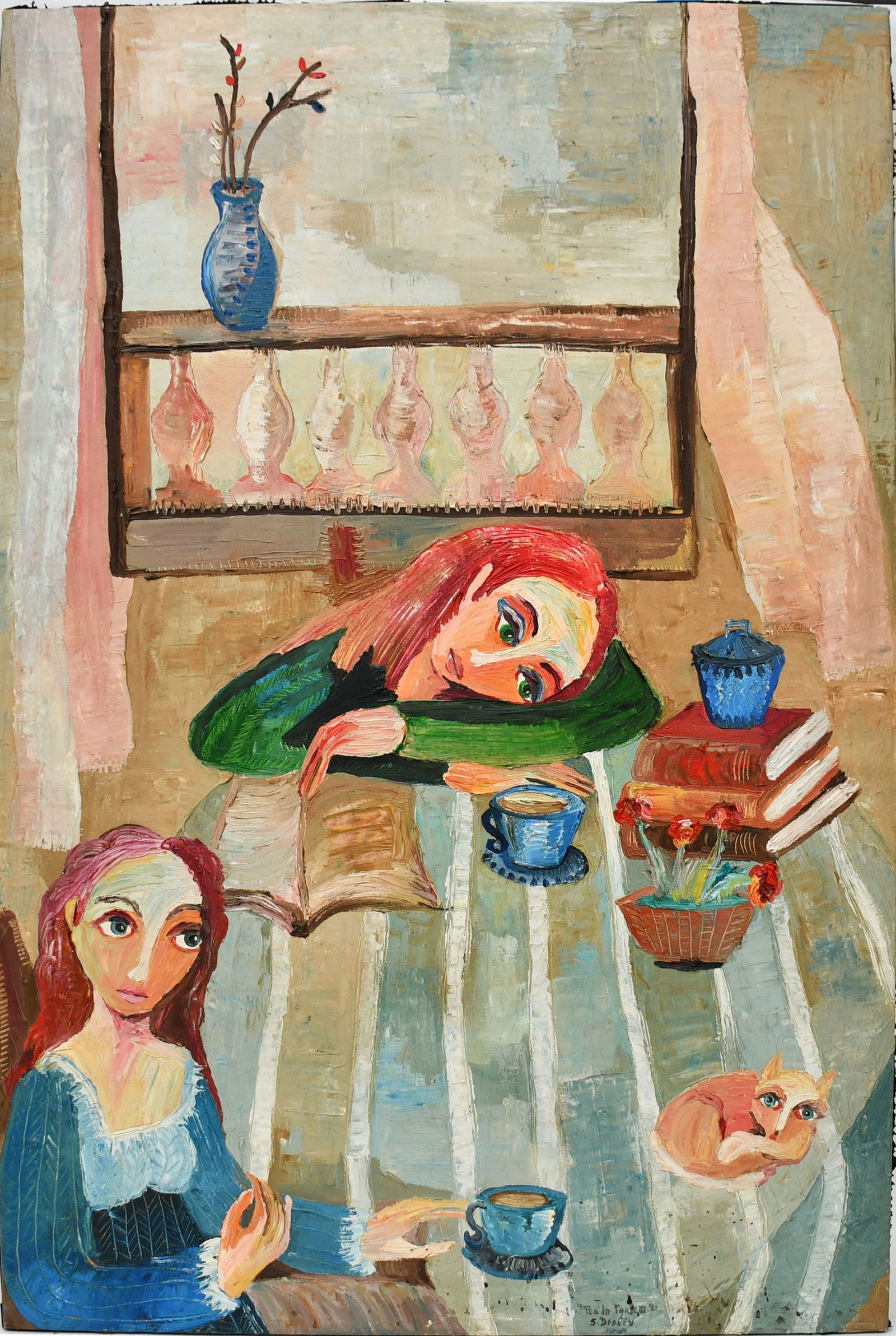 Sandara Dooley (Cuba, b. 1964) Oil on canvas-. Por da Tardeo. 35 x 23 inches (1 of 6)