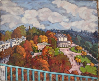 Cecil Everly Paris Scene, signed and dated '81. right side totally water damaged see pics, 26 x 32