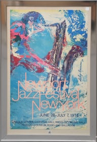 Hand Signed LeRoy Nieman (American, 1921-2012) 1974 Newport Jazz festival Poster Overall Frame size