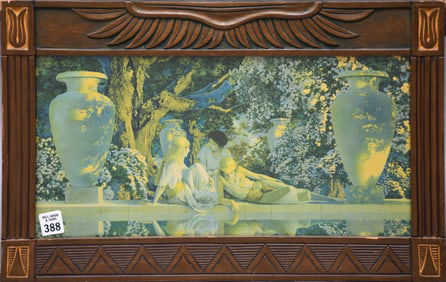 Maxfield Parrish "Garden of Allah" lithograph with an original Arts & Crafts era frame. 13 x 20.5