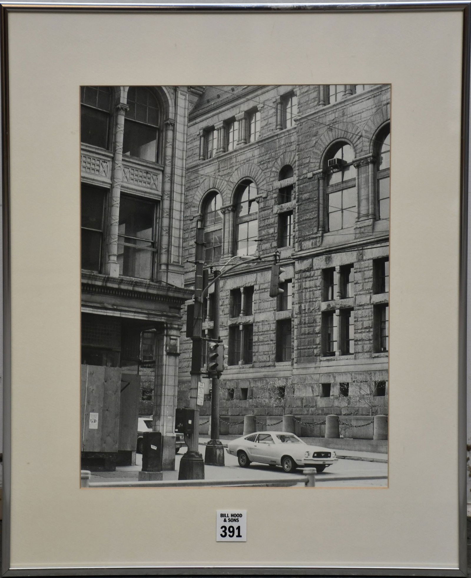 Photograph of Vintage 70's Mustang Street Scene. 18-1/2 x 15-1/2 inches image size, 13-1/4 x 10-1/4: Photograph of Vintage 70's Mustang Street Scene. 18-1/2 x 15-1/2 inches image size, 13-1/4 x 10-1/4 inches