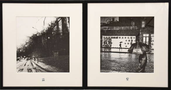 2 Vincent Ricardel Photos: SUNDAY MORNING Archival Pigment Print On: 2 Vincent Ricardel Photos: SUNDAY MORNING Archival Pigment Print On Dibond 36"X36" / 91.44cm X 91.44cm / Ed of 10. sold with Untitled Street Photo walking w/ umbrella. Overall size 25 x 25 inches.