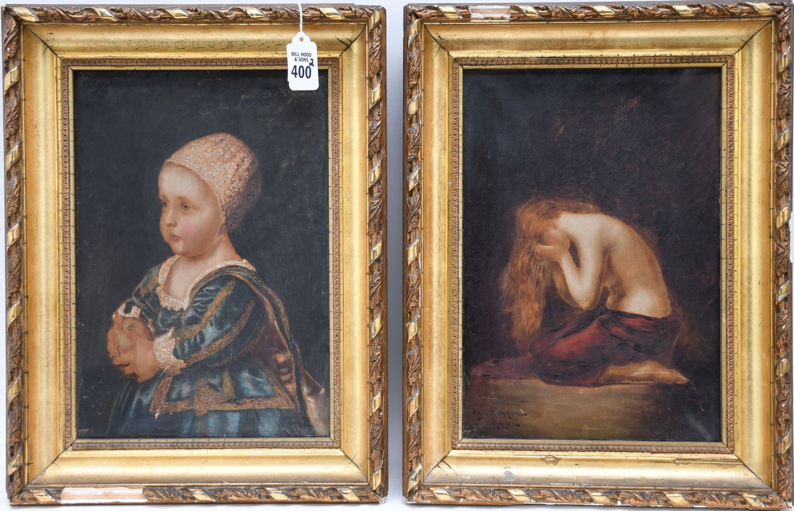 Pair Vintage framed Prints, Baby Stuart by van Dyck and Weeping Magdalene, by Jaques Henner. Overall (1 of 9)