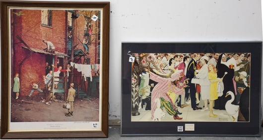 2 Norman Rockwell Prints one hand signed. Homecoming. Overall size 26-1/2 x 20-1/2. sold with