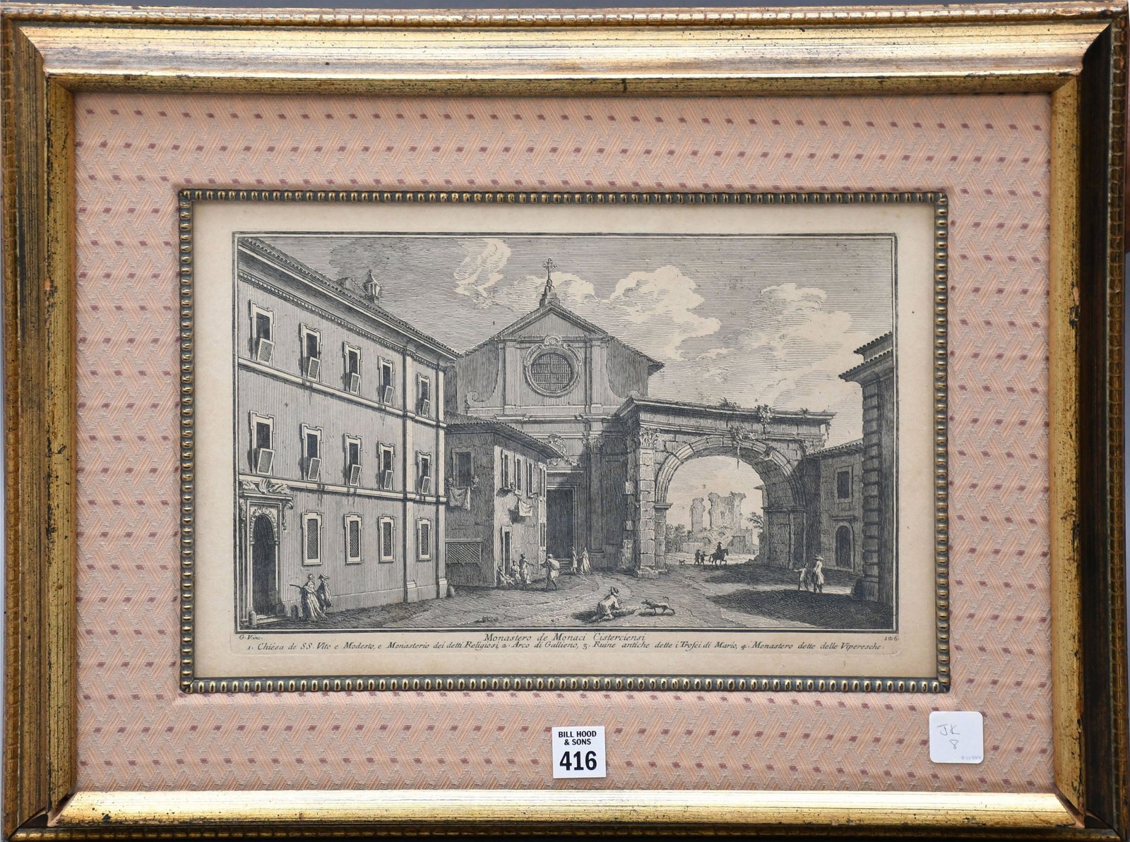18th Century Etching by Giuseppe Vasi - Monastero de Monaci Cisterciensi. Impression 8-1/2 x 12-3/4 (1 of 7)