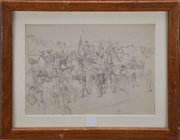 Theresa Ferber Bernstein (American 1895-2002) Graphite / Pencil Drawing, Figures at a Circus