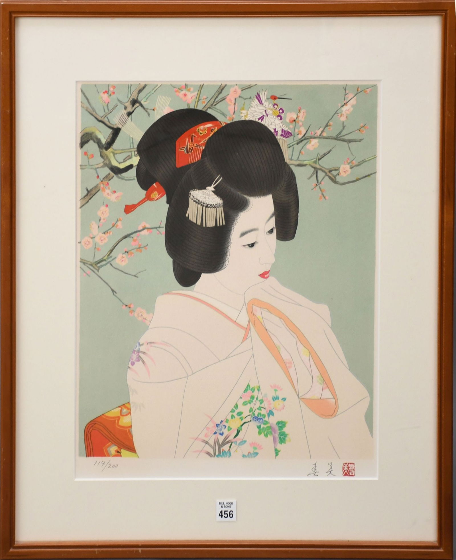 Tateishi Harumi  (JAPAN, 1906-1994) Lithograph "Haku-Kou-Bai" Which means (The Light (1 of 6)