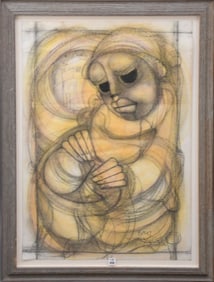 Ben Macala (South African 1938-1997) Charcoal/pastel on paper, additional Information Label to
