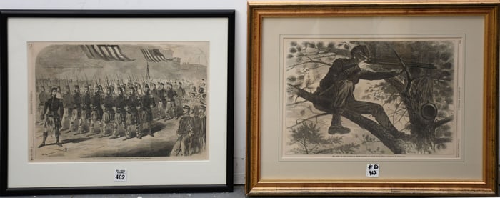 2 Winslow Homer HARPERS WEEKLY antique Civil War 1861 & 1862 Engravings, Seventy ninth regiment