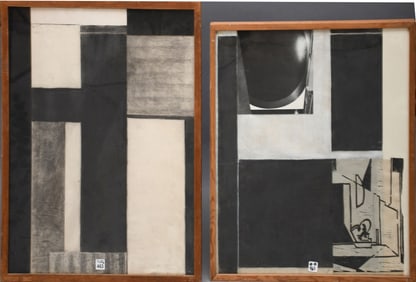 Pair of Virginia J. Ward Paintings: (American/Pittsburgh, 1889-1981) One Charcoal on paper 28 x 23