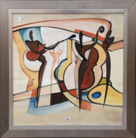 Alfred Alexander Gockel (Germany B. 1952). Print "Blind Willies 3" Abstract Musicians, Frame size