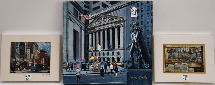 3 Ken Keeley Pieces, One Hand signed Giclee Artist proof 4/4 , New York Stock Exchange 14" x 15" ,