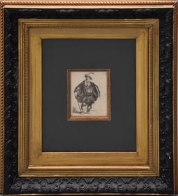Rembrandt Etching "The Persian" approx. 4 x 3 inches. 16 x 14 inches